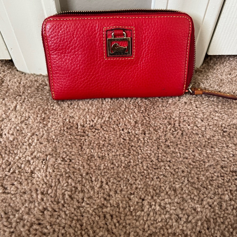 Dooney & Bourke Red Leather Zip Wallet